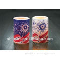 Holiday wax printed pillar candle with LED light